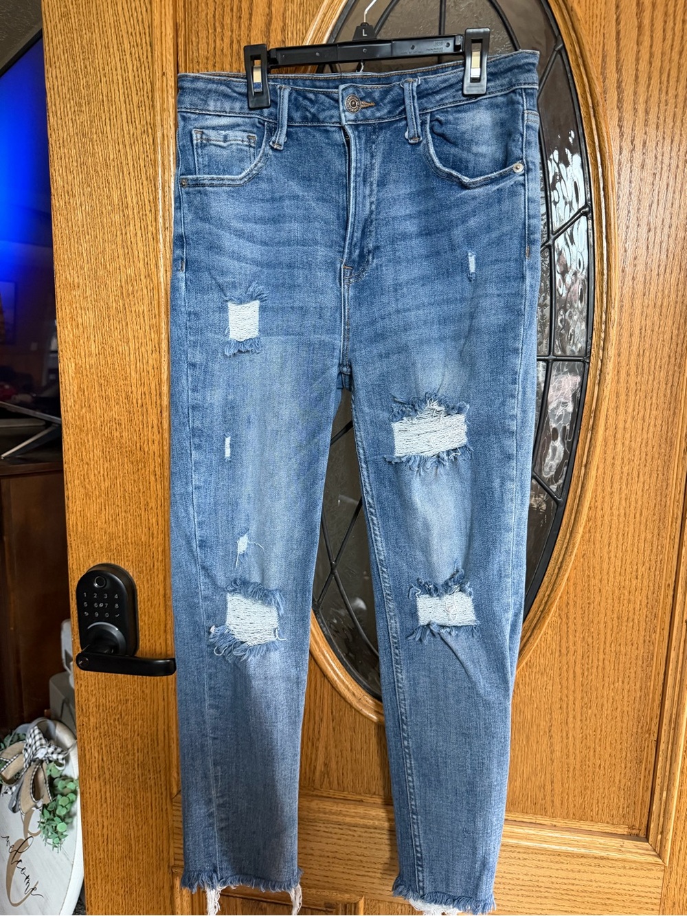 RISEN Los Angeles Women’s 30/11 High-Rise Distressed Skinny Jeans Raw Hem